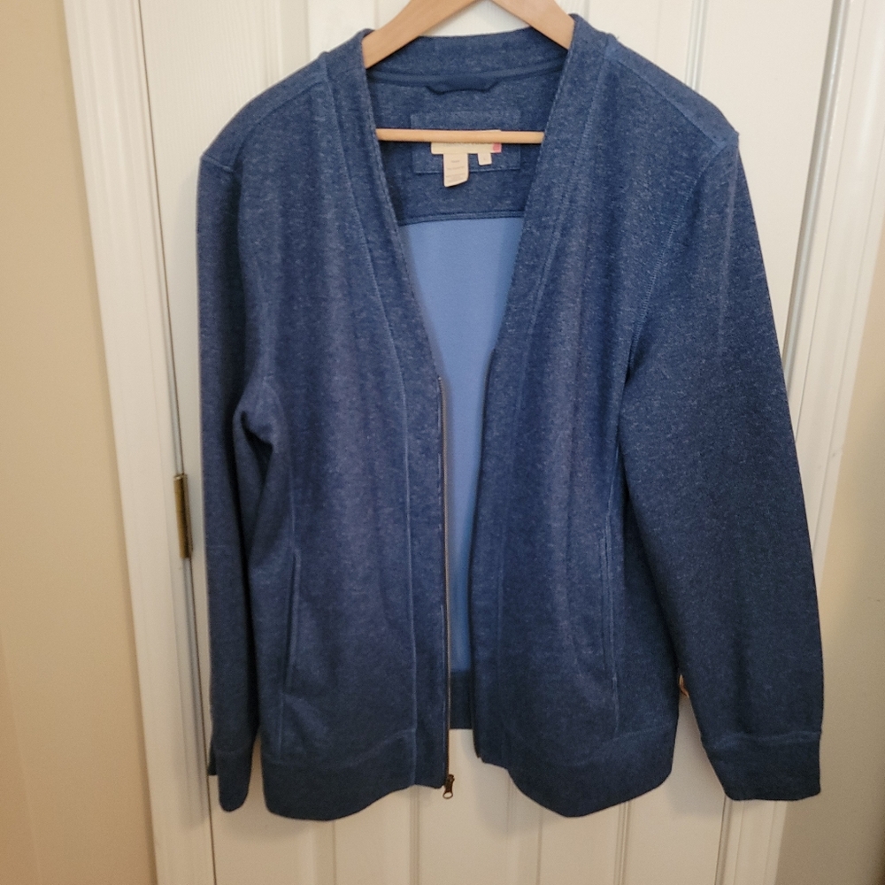 Territory Ahead Vintage Heather Blue V Neck Full Zip-Up Fleece Jacket Size L - Picture 6 of 9